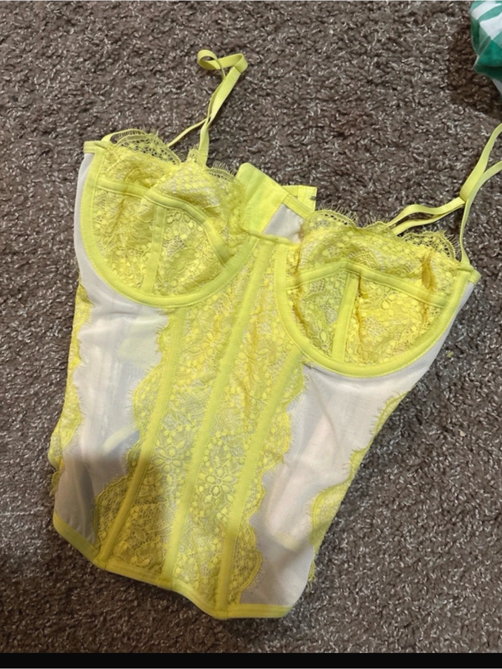 Urban Outfitters Yellow Lace Bustier Tank Top